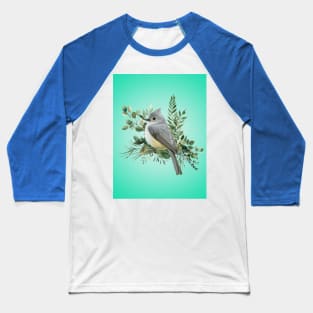 Grey Bird on Branch coral green Baseball T-Shirt